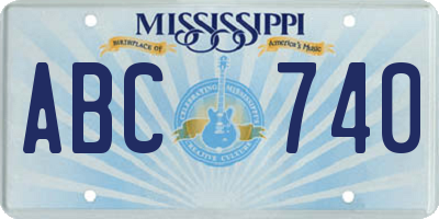 MS license plate ABC740