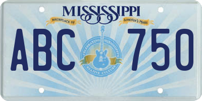 MS license plate ABC750