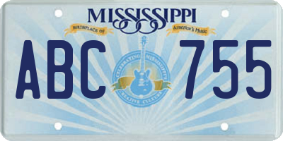 MS license plate ABC755