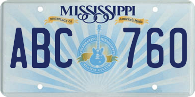 MS license plate ABC760