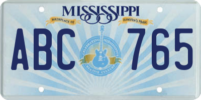 MS license plate ABC765