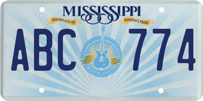 MS license plate ABC774