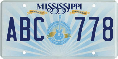 MS license plate ABC778