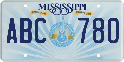 MS license plate ABC780