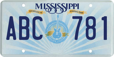 MS license plate ABC781