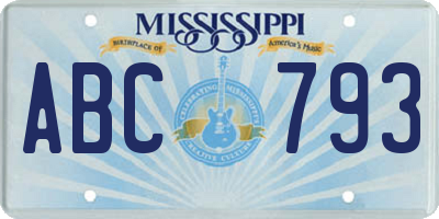 MS license plate ABC793