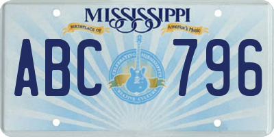 MS license plate ABC796