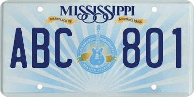 MS license plate ABC801