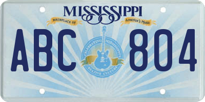 MS license plate ABC804