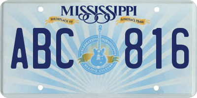 MS license plate ABC816