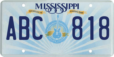 MS license plate ABC818