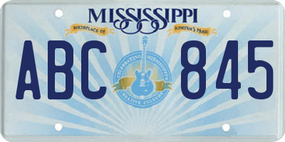 MS license plate ABC845