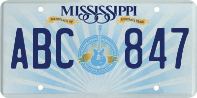 MS license plate ABC847