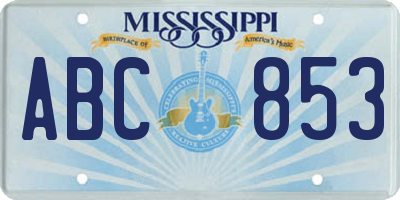 MS license plate ABC853