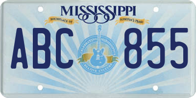 MS license plate ABC855