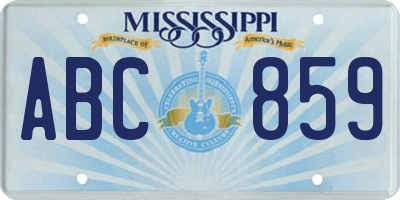 MS license plate ABC859