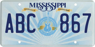 MS license plate ABC867