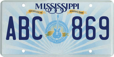 MS license plate ABC869