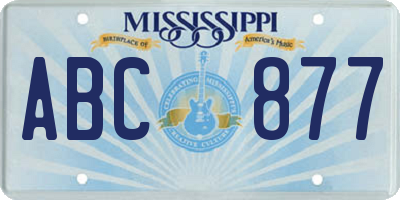 MS license plate ABC877