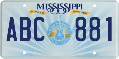 MS license plate ABC881