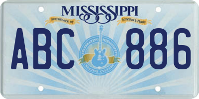 MS license plate ABC886