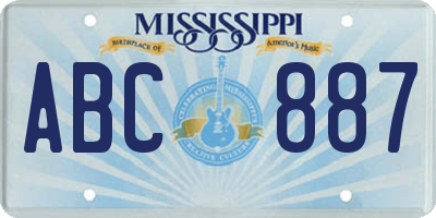 MS license plate ABC887
