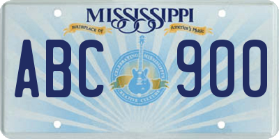 MS license plate ABC900