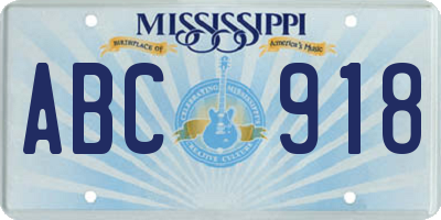 MS license plate ABC918