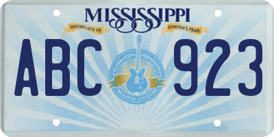 MS license plate ABC923