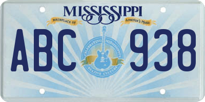 MS license plate ABC938
