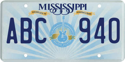 MS license plate ABC940