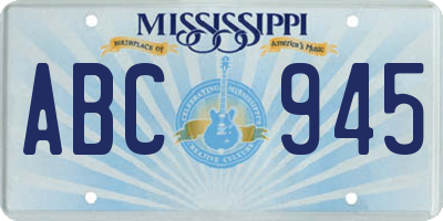 MS license plate ABC945