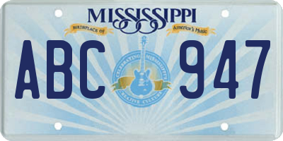MS license plate ABC947
