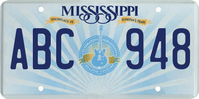 MS license plate ABC948