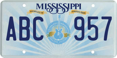 MS license plate ABC957