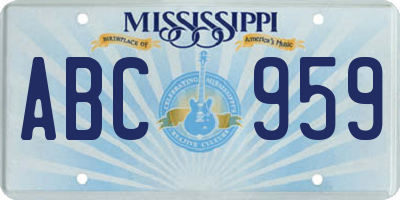 MS license plate ABC959