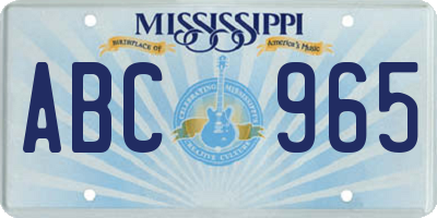 MS license plate ABC965