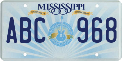 MS license plate ABC968