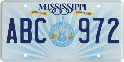 MS license plate ABC972