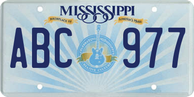 MS license plate ABC977