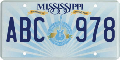 MS license plate ABC978