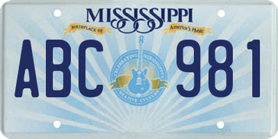 MS license plate ABC981
