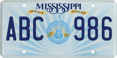 MS license plate ABC986