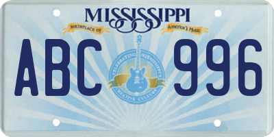 MS license plate ABC996