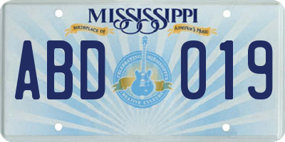 MS license plate ABD019
