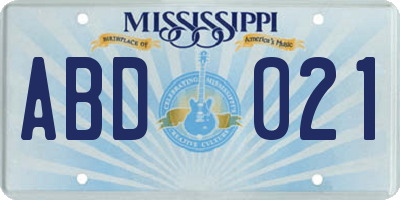 MS license plate ABD021