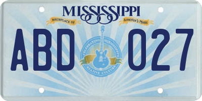 MS license plate ABD027