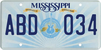 MS license plate ABD034
