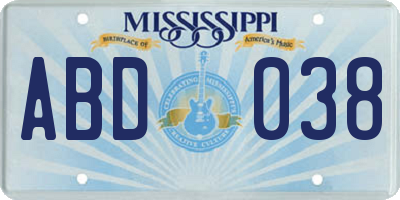 MS license plate ABD038