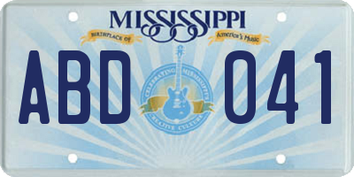 MS license plate ABD041